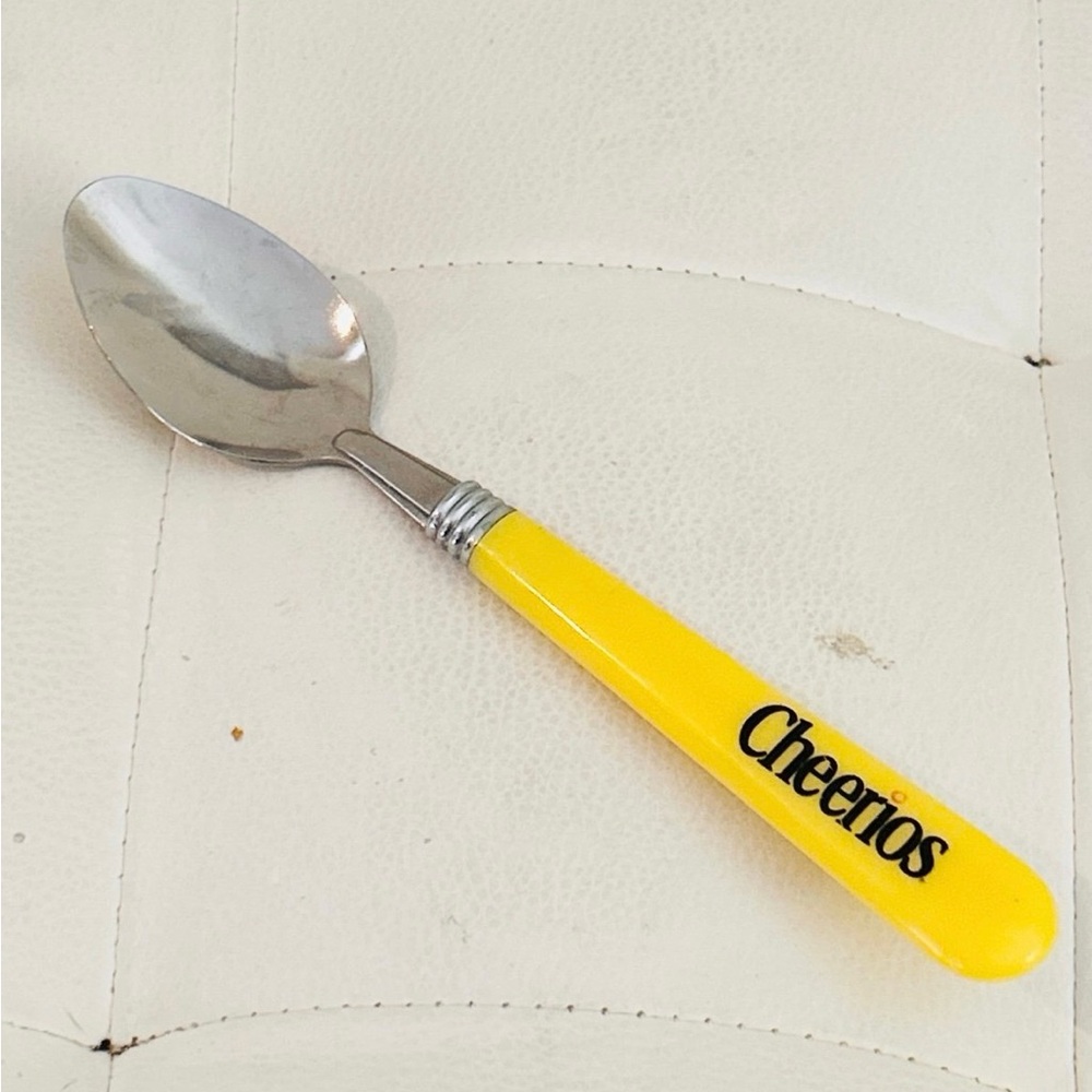 Vintage Cheerios Yellow Handle Stainless Steel Cereal Spoon